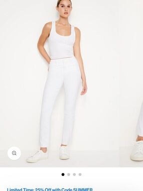Good American White Straight Leg Jeans — Clean High-Rise